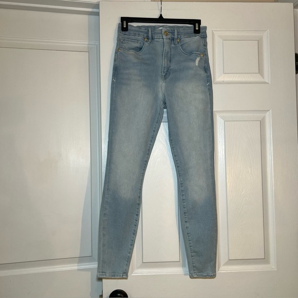 Good American Good Waist Crop Light Wash Skinny Jeans Stretch - Picture 1 of 7